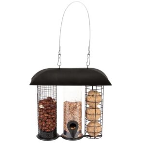 Esschert Design Futtersilo 3-in-1 Kunststoff Metall Schwarz 25 cm