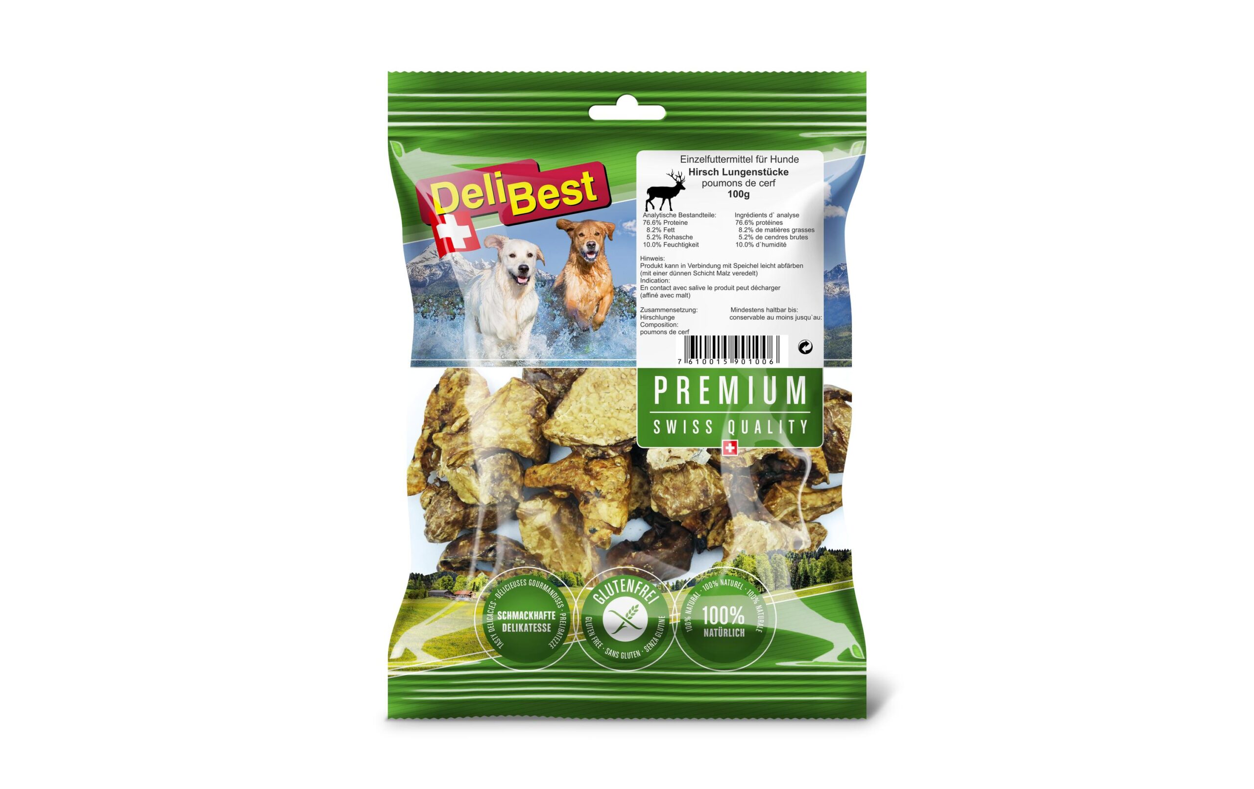 DeliBest Kausnack Premium Hirschlungenstücke, 100 g