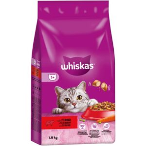 Whiskas Trockenfutter Rind Auswahl 1+, 1.9 kg
