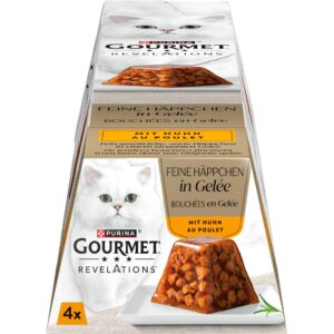 Purina Gourmet Nassfutter Revelations Feine Häppchen Gelée Huhn 4 x 57g
