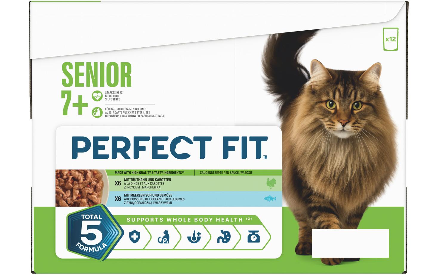 Perfect Fit Nassfutter Senior 7+ Truthahn Weissfisch Gemüse 12 x 85 g