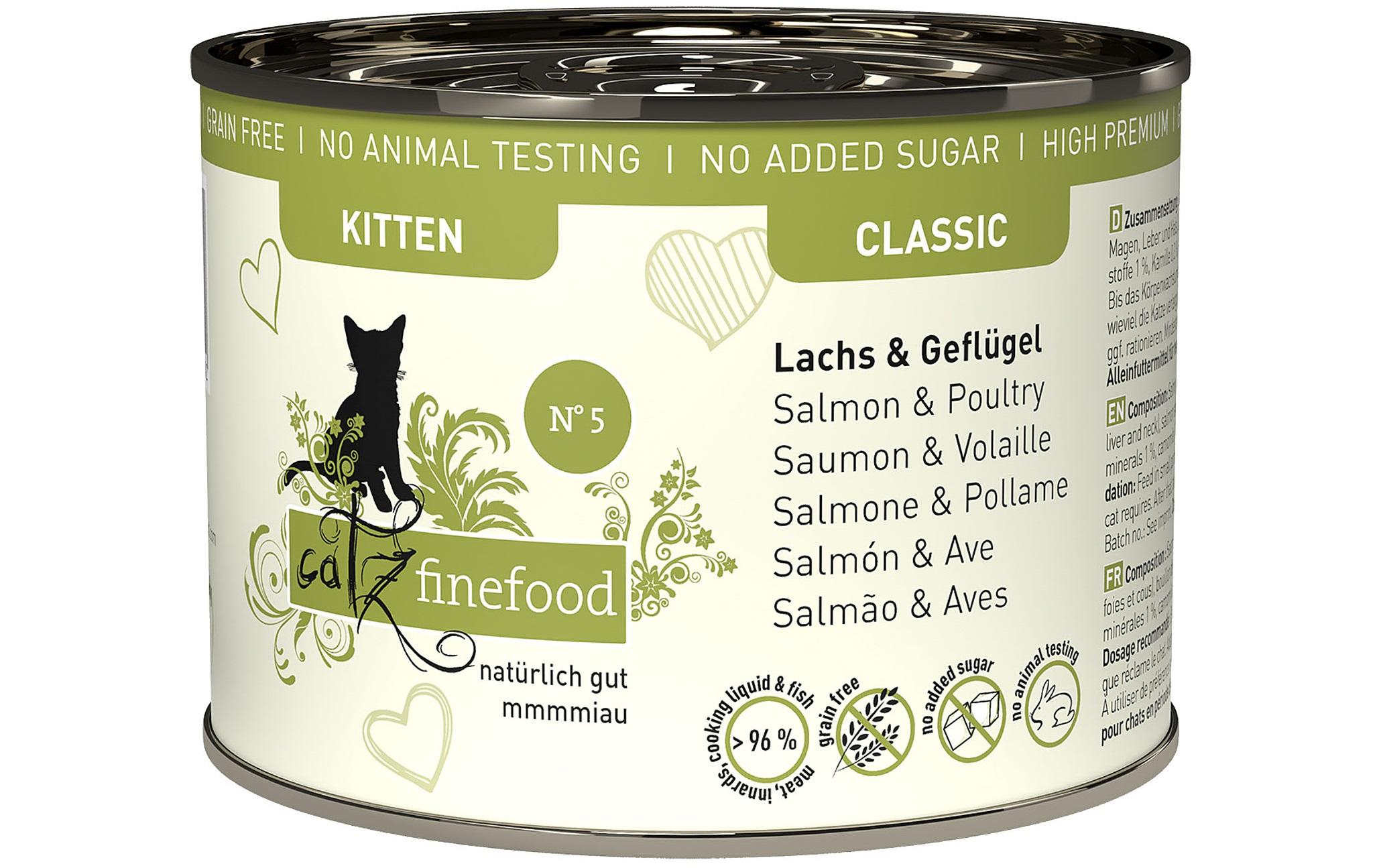 catz finefood Nassfutter Kitten No.05 Lachs & Geflügel, 200 g