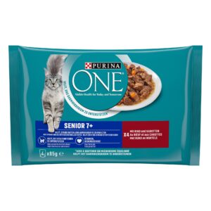 Purina ONE Nassfutter Senior Rind, 4 x 85 g