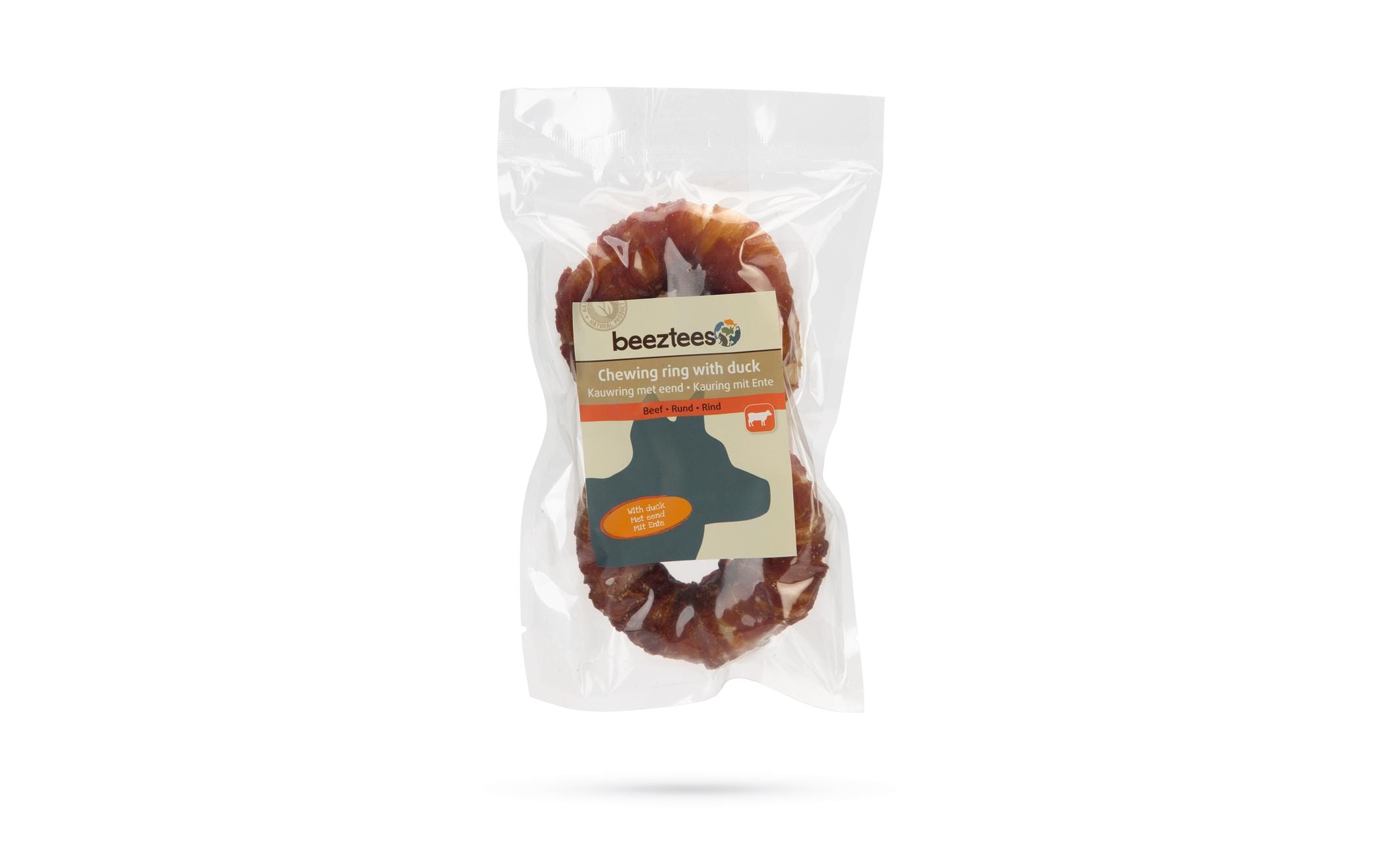 Beeztees Kausnack Rinderhaut Ring mit Ente, 2 x 7.5 cm