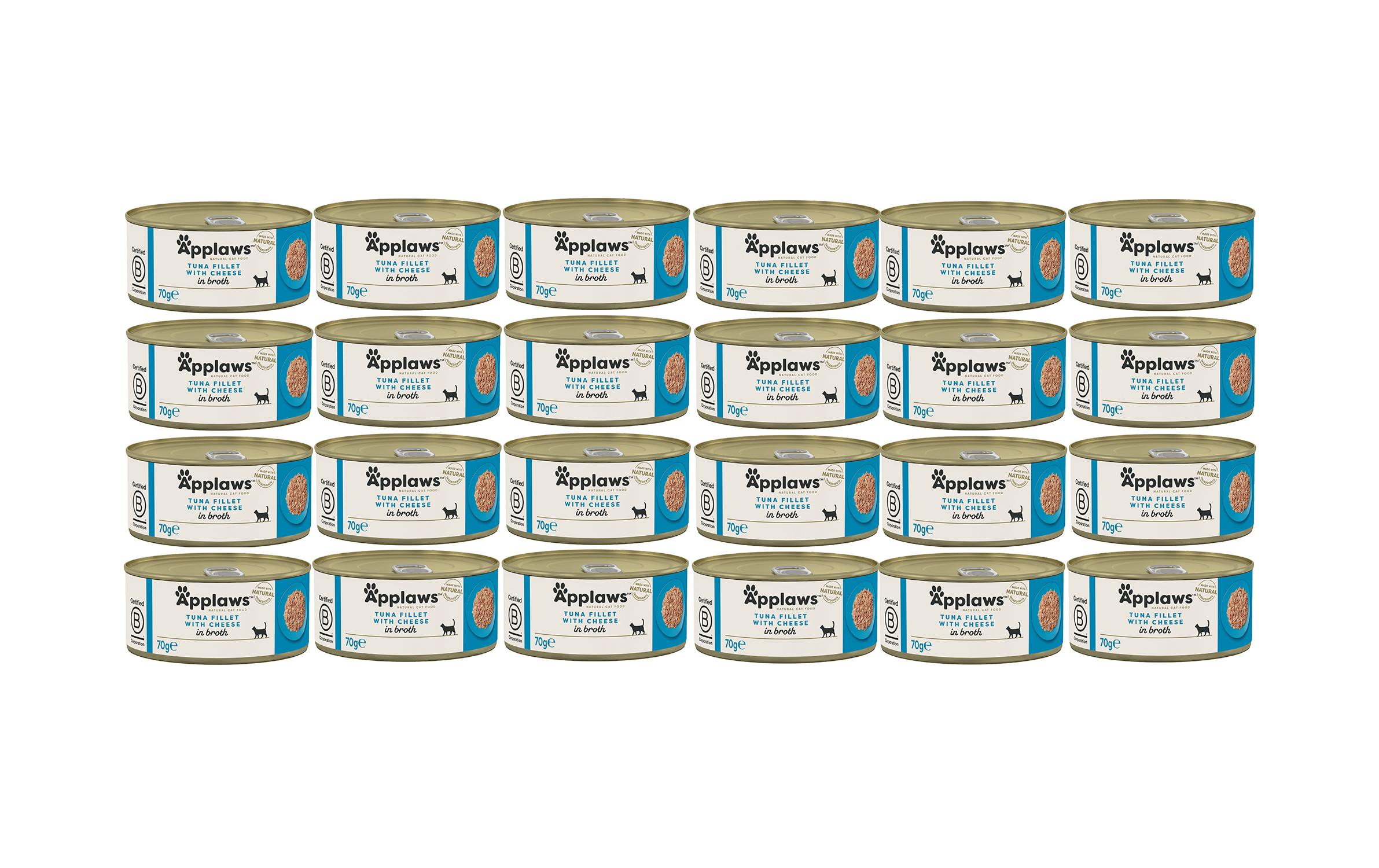 Applaws Nassfutter Dose Thunfischfilet & Käse in Brühe, 24 x 156 g