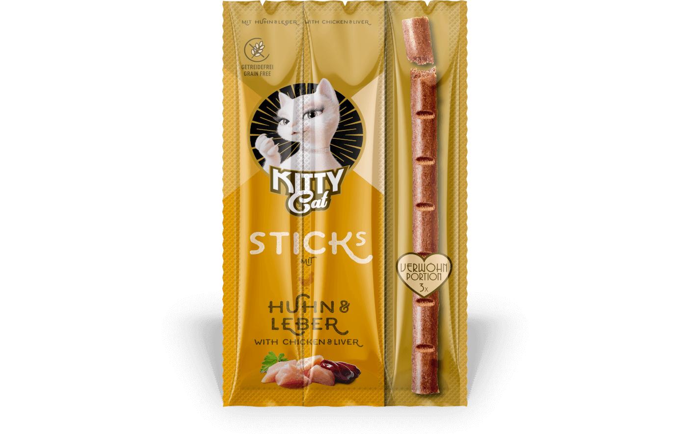 KITTY Cat Katzen-Snack KittyCat Stick Huhn, Leber 15 g