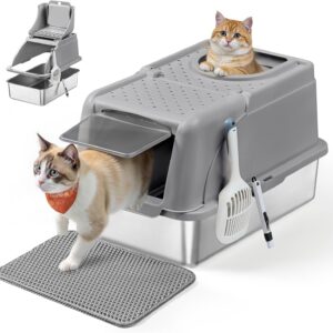 Feandrea Katzentoilette Edelstahl XL 61 x 41 x 36.5 cm