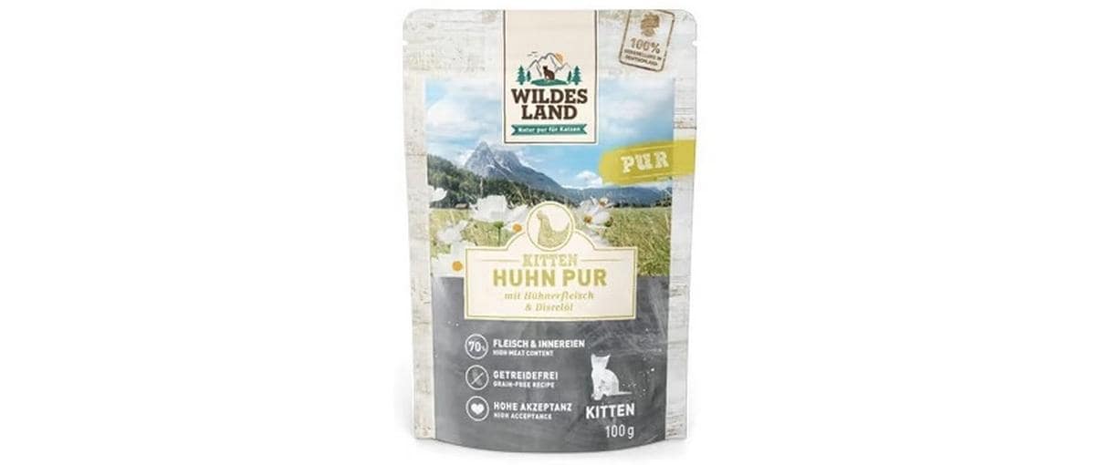 Wildes Land Kitten Huhn Pur mit Distelöl 100 g