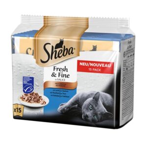 Sheba Nassfutter Fresh & Fine in Sauce Fisch Variation, 15 x 50 g