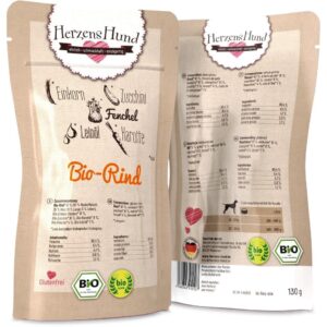 HerzensHund Nassfutter Bio-Rind mit Bio-Gemüse, 130 g