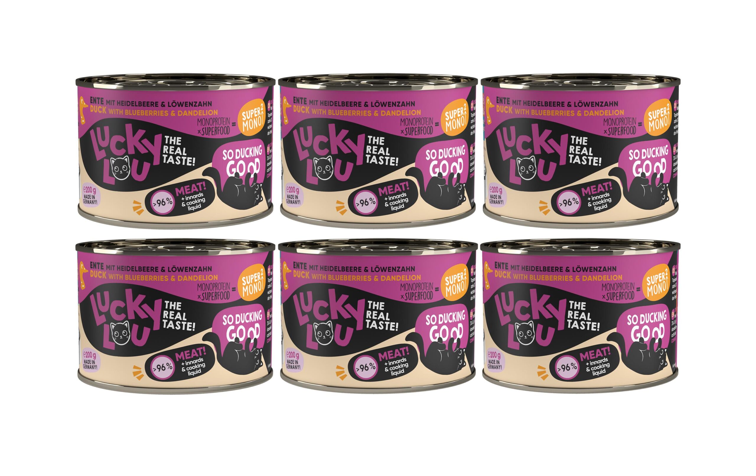 Lucky Lou Nassfutter SuperMono Ente, 6 x 200 g