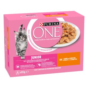 Purina ONE Nassfutter JUNIOR in Sauce Huhn/Karotten, 8 x 85g