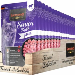 Leonardo Cat Food Nassfutter Senior Kalb Pur, 16 x 85 g