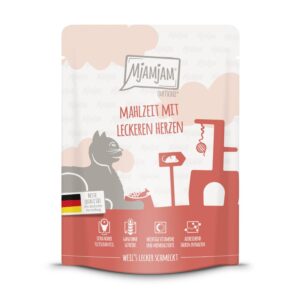 Mjamjam Nassfutter Quetschie Mahlzeit mit Herzen, 300 g