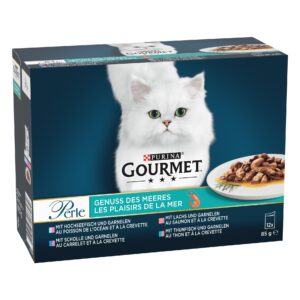 Purina Gourmet Nassfutter Gourmet Perle Genuss des Meeres Fisch, 12 x 85g