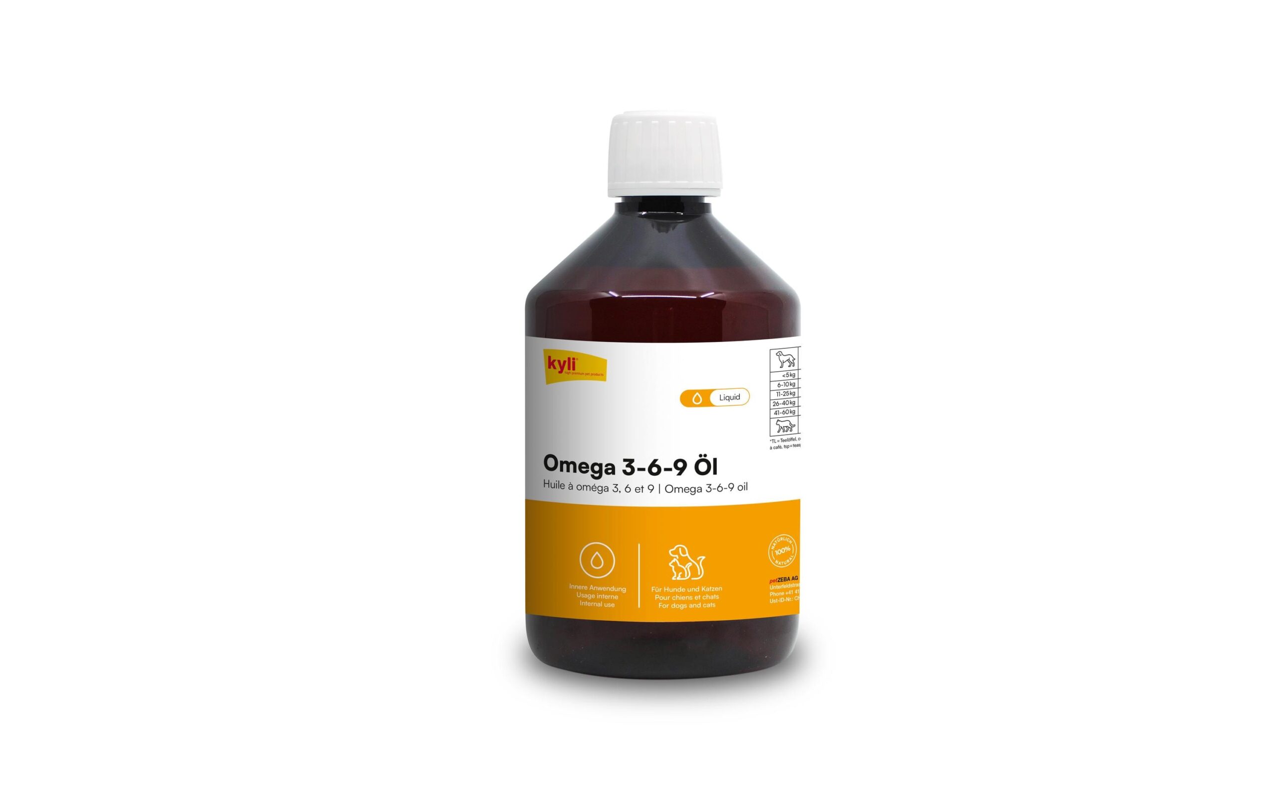 kyli Hunde-Nahrungsergänzung Omega 3-6-9 Öl, 500 ml