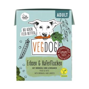 Vegdog Nassfutter Adult Tetra Pak Erbsen und Haferflocken 390 g