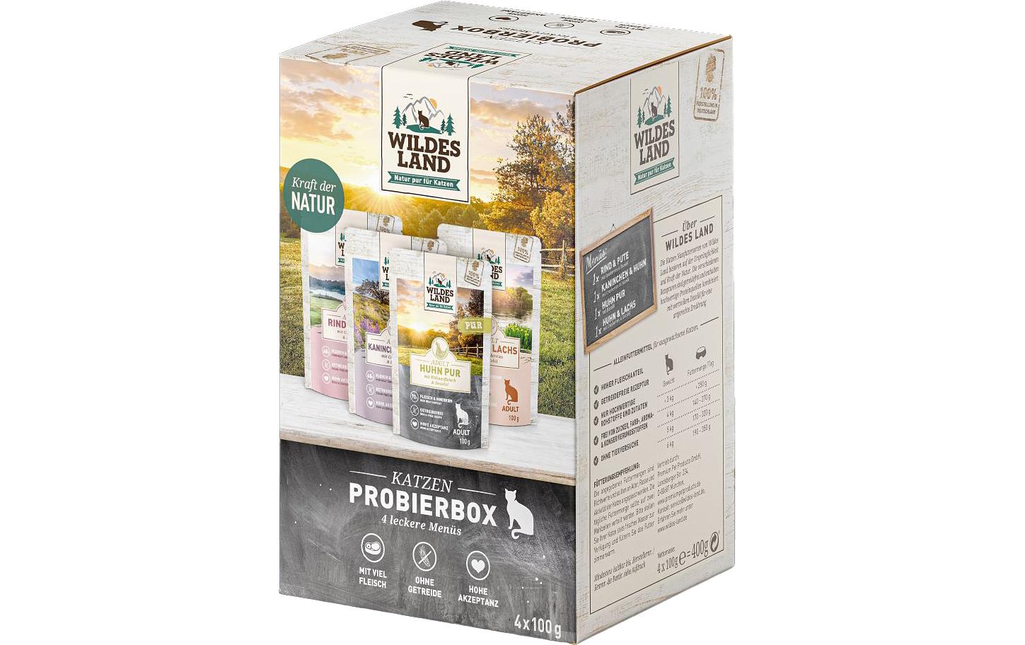 Wildes Land Adult Pouch Probierbox 4 x 100 g