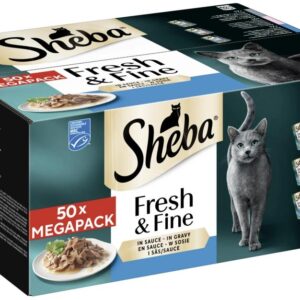 Sheba Nassfutter Sauce mit Kabeljau, Lachs und Thunfisch, 50 x 50g