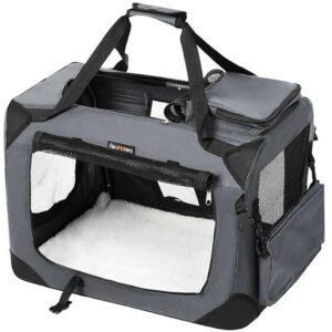 Feandrea Transportbox für Hunde & Katzen M, grau