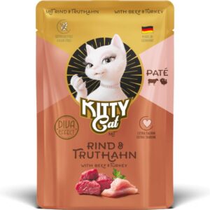 KITTY Cat Nassfutter KittyCat Paté Pouch Rind, Truthahn 85 g