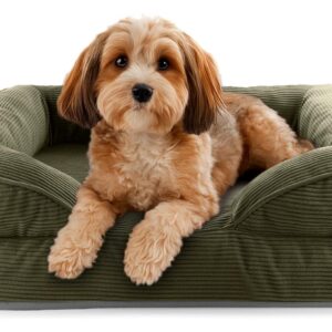 Lumaland Hundebett Indoor Cord S Olivgrün