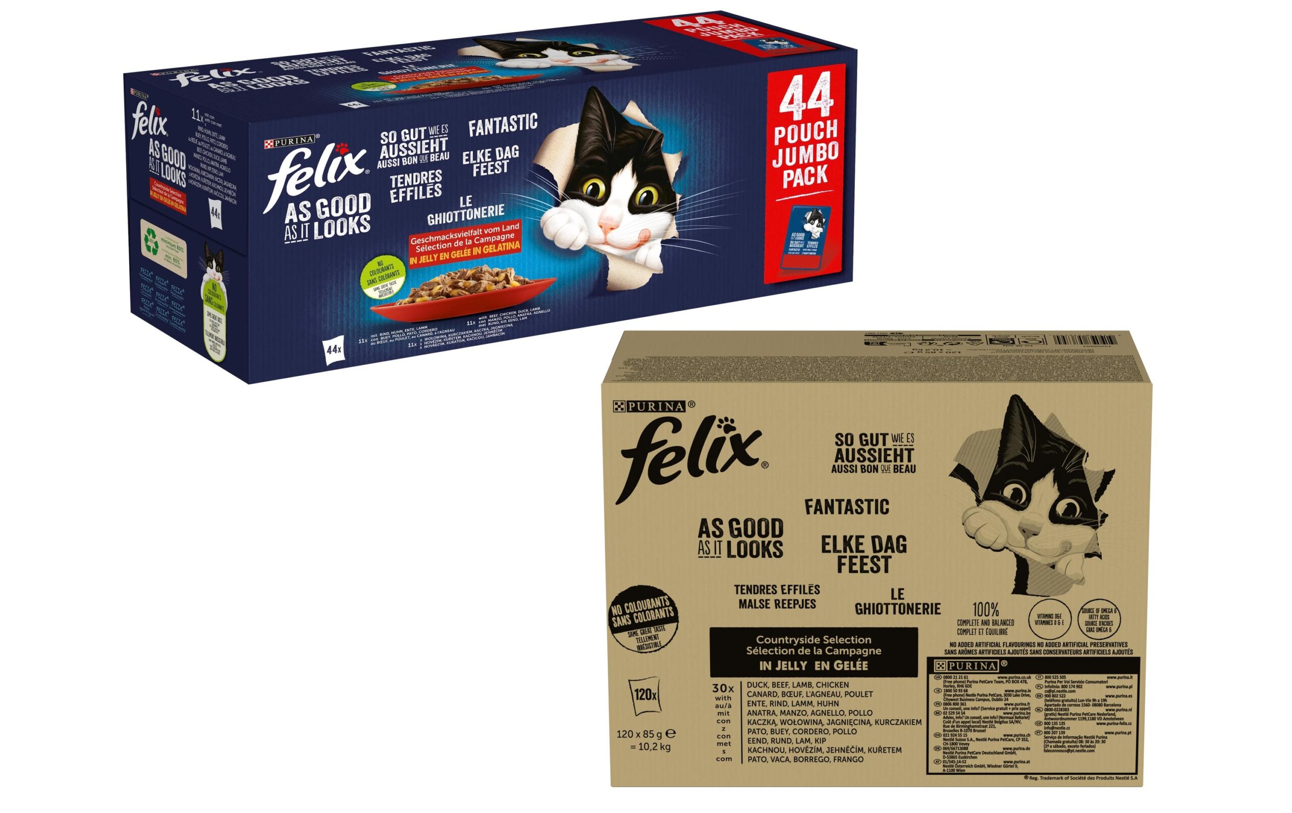 Felix Nassfutter AGAIL Fleisch Auswahl Kit, 120 + 44 x 85g