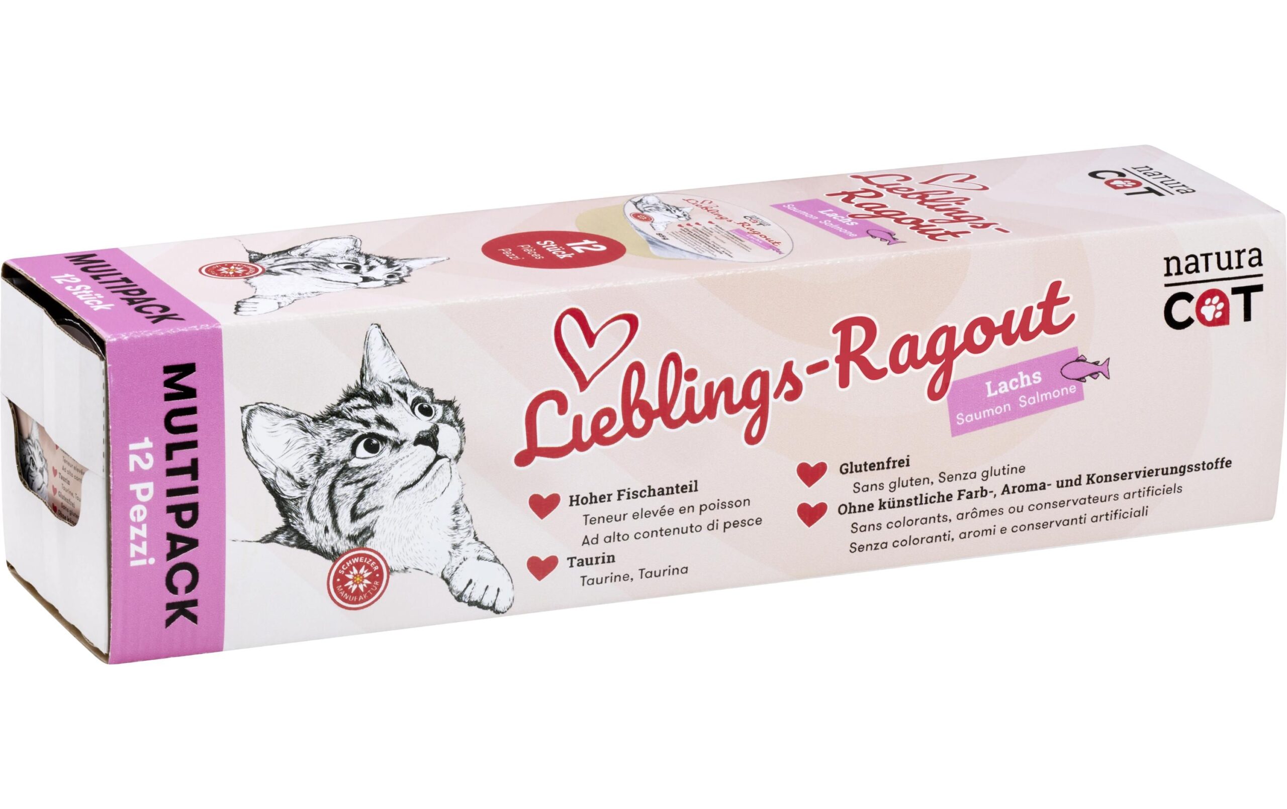 naturaCat Nassfutter Lieblings-Ragout Lachs, 12 x 85 g