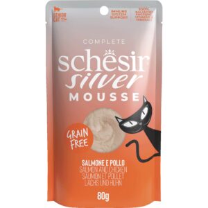 Schesir Nassfutter Silver Senior Mousse Lachs und Huhn, 80 g