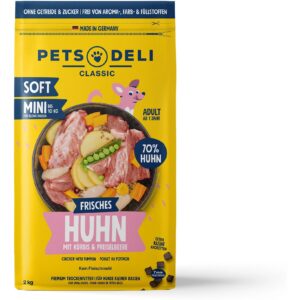 Pets Deli Soft Mini Huhn, Kürbis, Preiselbeere, 2 kg